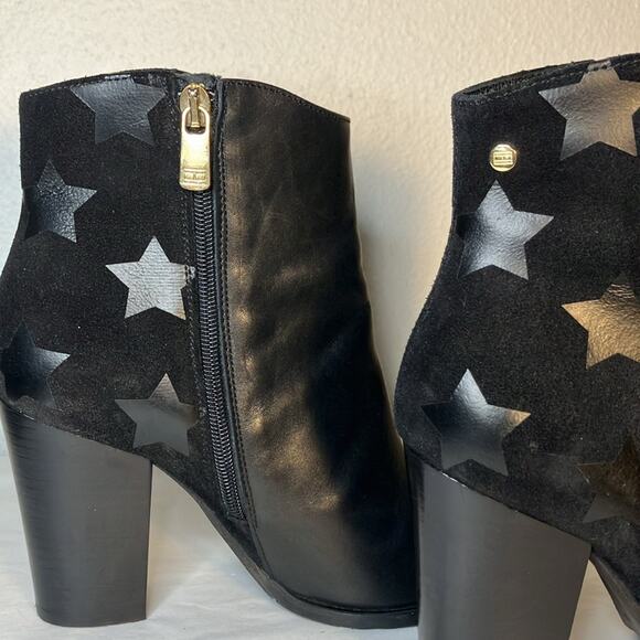 Black Tommy Hilfiger Lopez Stacked‎ Heel Ankle Boots women’s shoe star leather - Picture 4 of 5
